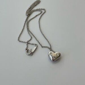 Tiffany&Co platinum 3 diamond hearts pendant necklace